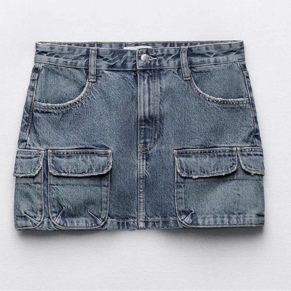 ZARA denim cargo skirt